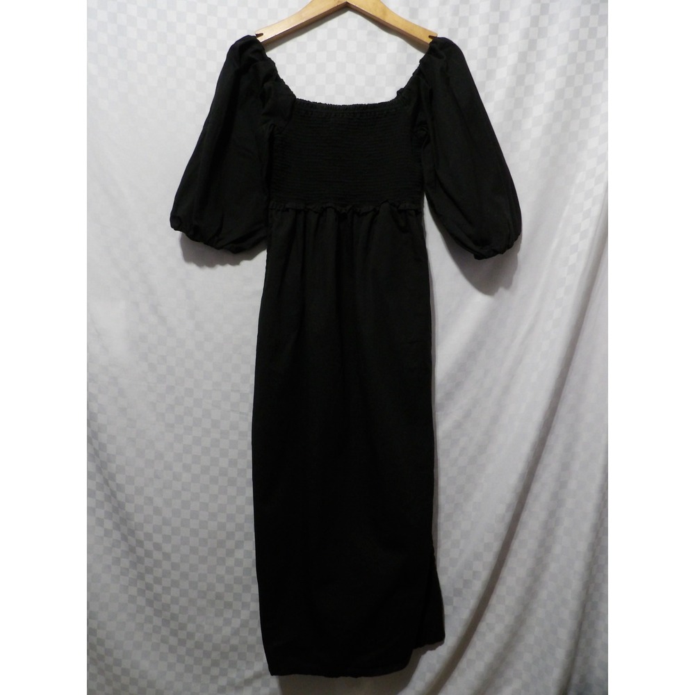 FREE ASSEMBLY Smocked Midi Dress w/ Puffy Sleeves | S